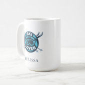 Mug Nom du sport de neige sur ski personnalisé (Devant gauche)