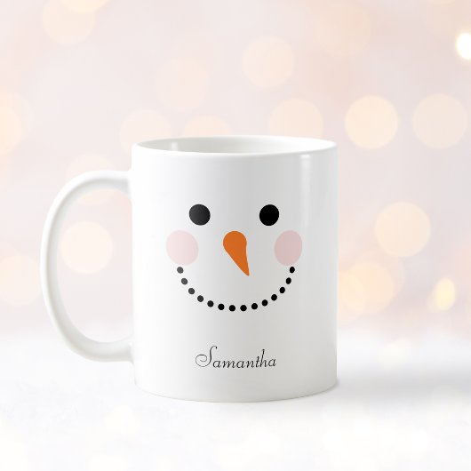 Mug Nom du visage du bonhomme de neige mignon