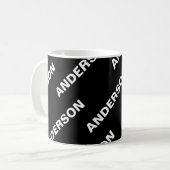Mug Nom éditable répétitif gras | Simple Blanc Noir (Devant gauche)