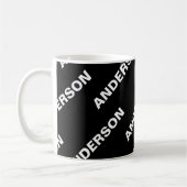 Mug Nom éditable répétitif gras | Simple Blanc Noir (Gauche)