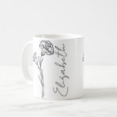 Mug Nom élégant de l'écriture Œillet Fleur de naissanc (Devant gauche)