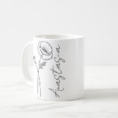Mug Nom élégant de script Coquelicot Fleur de naissanc (Devant gauche)