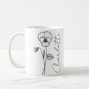 Mug Nom élégant de script Fleur de naissance de févrie