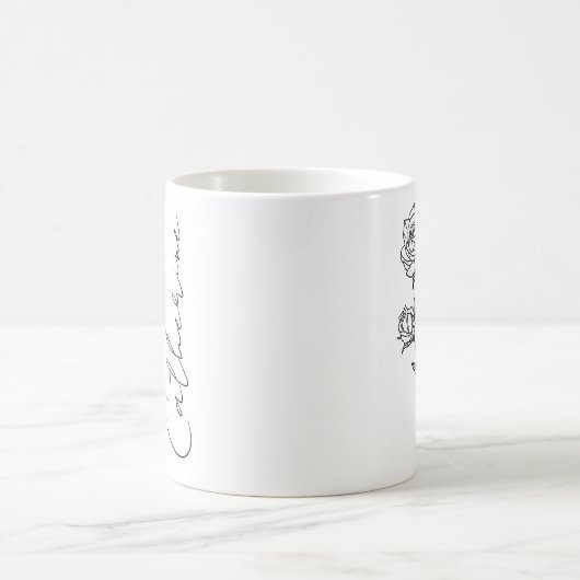 Mug Nom élégant de script Fleur de naissance du mois d (Centre)