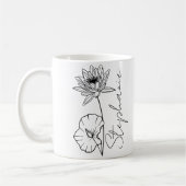 Mug Nom élégant de script Lotus Fleur du mois de naiss (Gauche)