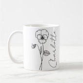 Mug Nom élégant de style manuscrit Fleur de naissance (Gauche)