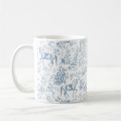 Mug Nom élégant de toile de Jouy florale équestre bleu (Gauche)