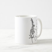 Mug Nom élégant écriture Delphinium Fleur de naissance (Devant droit)