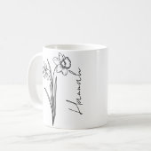 Mug Nom élégant en écriture Fleur de naissance de mars (Devant gauche)