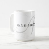 Mug nom élégant et initiale (monogramme) blanc 15 oz (Devant gauche)