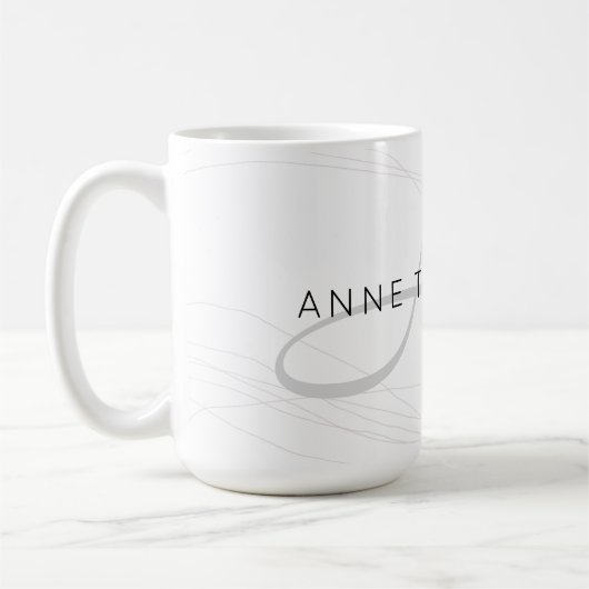 Mug nom élégant et initiale (monogramme) blanc 15 oz (Gauche)