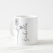 Mug Nom élégant et simple de fleur de naissance de nov (Devant gauche)