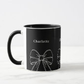 Mug Nom élégant noir blanc avec ruban (Gauche)