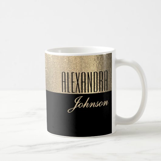 Mug Nom Élégant Or Noir (Droite)