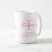Mug Nom Emma signification et texte rose monogramme (Devant droit)