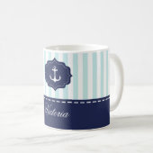 Mug Nom en bon état nautique de coutume d'Ancre de (Devant droit)
