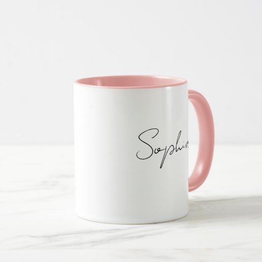 Mug Nom en écriture noire ou monogramme sur fond blanc (Devant droit)