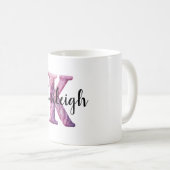 Mug Nom en lettre K rose violet confortable (Devant droit)