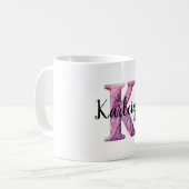 Mug Nom en lettre K rose violet confortable (Devant gauche)