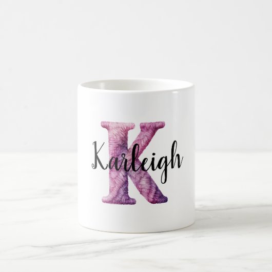 Mug Nom en lettre K rose violet confortable (Centre)