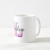 Mug Nom en lettre L confortable rose violet (Devant droit)