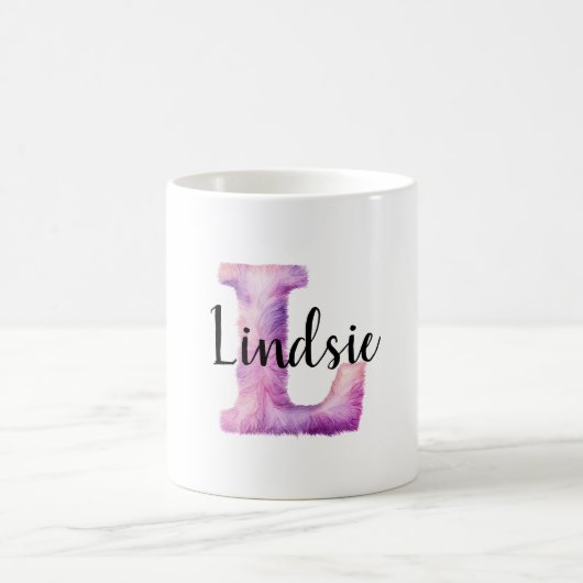 Mug Nom en lettre L confortable rose violet (Centre)
