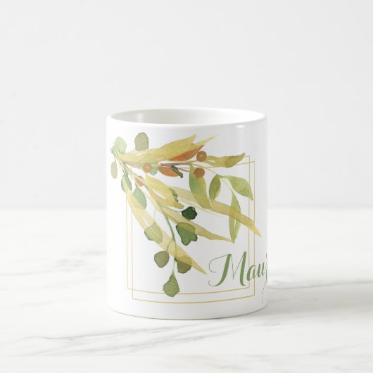 Mug Nom encadré de la feuille d'or (Centre)