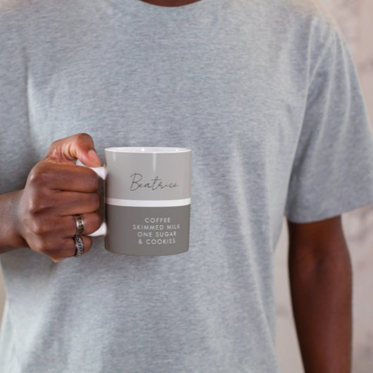 Mug Nom et boisson Préférence Moderne Deux tons
