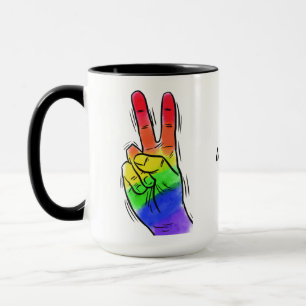 Mug Nom et couleur personnalisés Rainbow Peace musique
