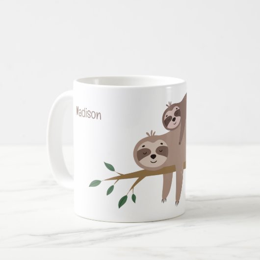 Mug Nom et couleur personnalisés Sloth (Devant gauche)