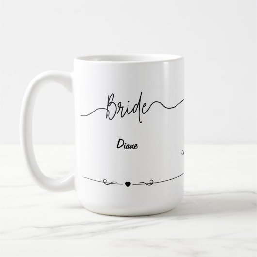 Mug Nom et date de la mariée et de la mariée (RT Groom (Gauche)