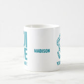 Mug Nom et emplacement personnalisés Plongée sous-mari (Centre)