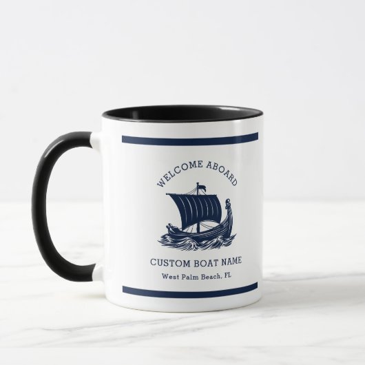 Mug Nom et logo du bateau Nautique moderne (Gauche)