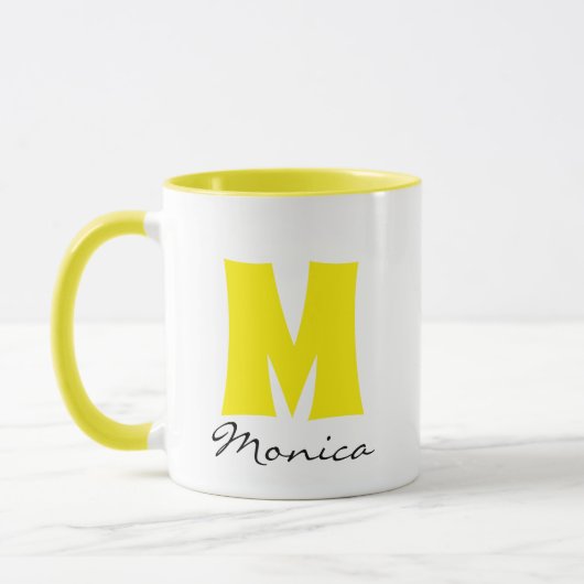 Mug Nom et monogramme personnalisés du script (Gauche)