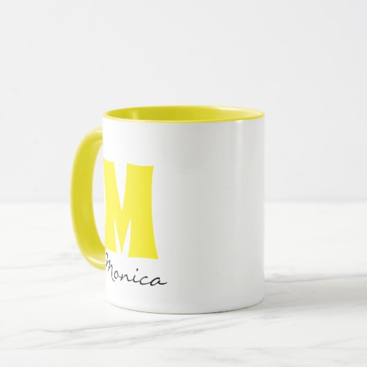 Mug Nom et monogramme personnalisés du script (Devant gauche)