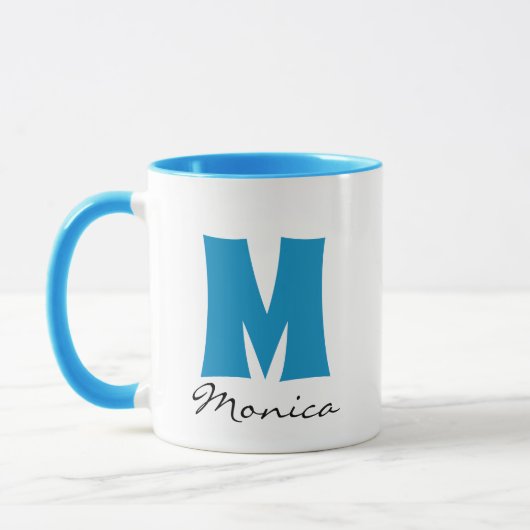 Mug Nom et monogramme personnalisés du script (Gauche)