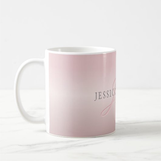 Mug Nom et monogramme | Soft FAUX Rose Gold Blush (Gauche)