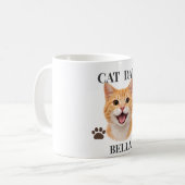 Mug Nom et photo de chat de typographie moderne simple (Devant gauche)