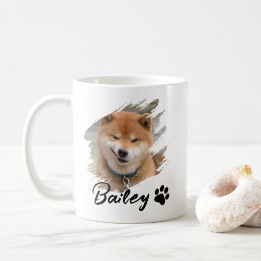 Mug Nom et photo de l'animal de compagnie avec une typ (Avec donut)