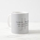 Mug Nom et slogan éditable moderne | Dégradé gris (Devant gauche)