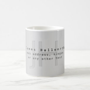 Mug Nom et slogan éditable moderne   Dégradé gris 