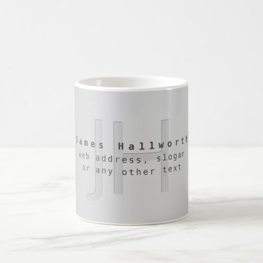 Mug Nom et slogan éditable moderne | Dégradé gris (Centre)