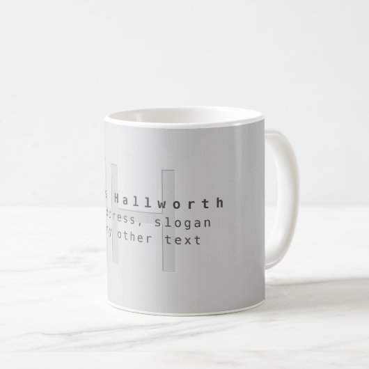 Mug Nom et Slogan modifiable moderne | Gradient gris (Devant droit)