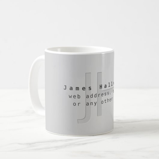 Mug Nom et Slogan modifiable moderne | Gradient gris (Devant gauche)