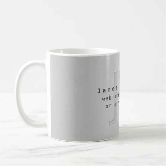 Mug Nom et Slogan modifiable moderne | Gradient gris (Gauche)