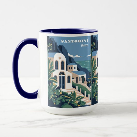 Mug Nom et texte personnalisés Santorin Grèce (Gauche)