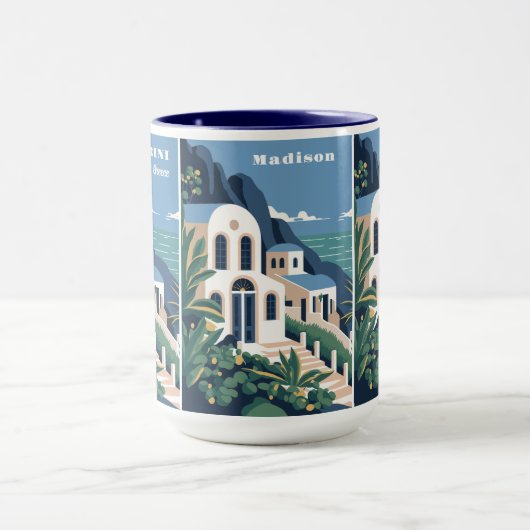 Mug Nom et texte personnalisés Santorin Grèce (Centre)