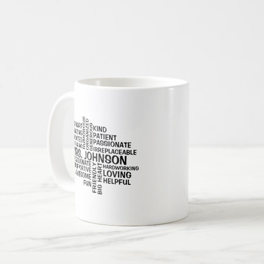 Mug Nom et traits du nuage de mots de l'enseignant (Devant gauche)