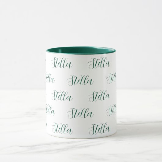 Mug Nom extensible en blanc intégral vert (Centre)
