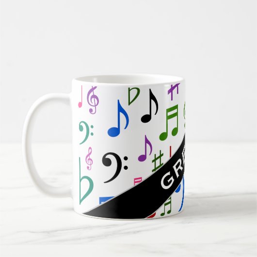 Mug Nom fait sur commande ; Beaucoup de notes et de (Gauche)